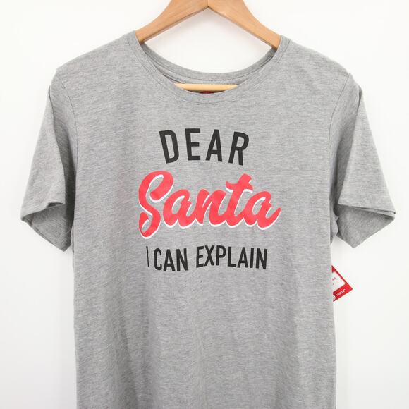 Christmas T-Shirt Gray Dear Santa I Can Explain Funny Ugly Sweater Holiday Time - Picture 2 of 10